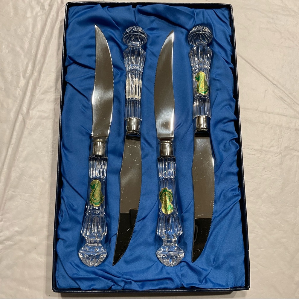 Set of four Waterford crystal handle steak knives